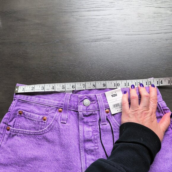 NWT Levi's Premium 501 Botanical Lavender Bright Purple Cutoff Denim Shorts - Picture 14 of 16
